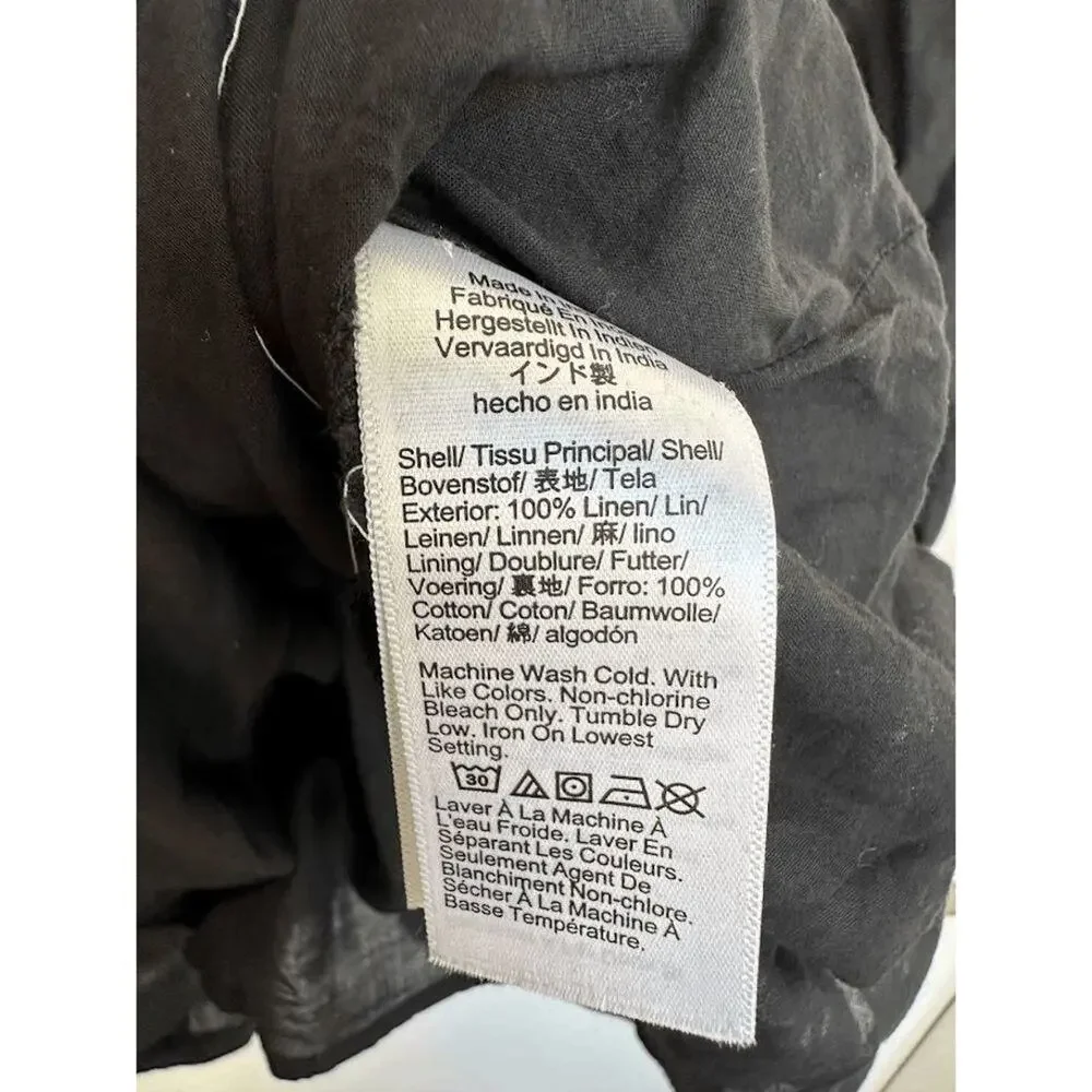 J.Crew Palmero Black Linen Smocked Waist Mini Dress NWT XS